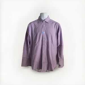 T. M. Lewin Regular Fit Lewin 100 Dress Shirt 16 33 Purple White Plaid Business